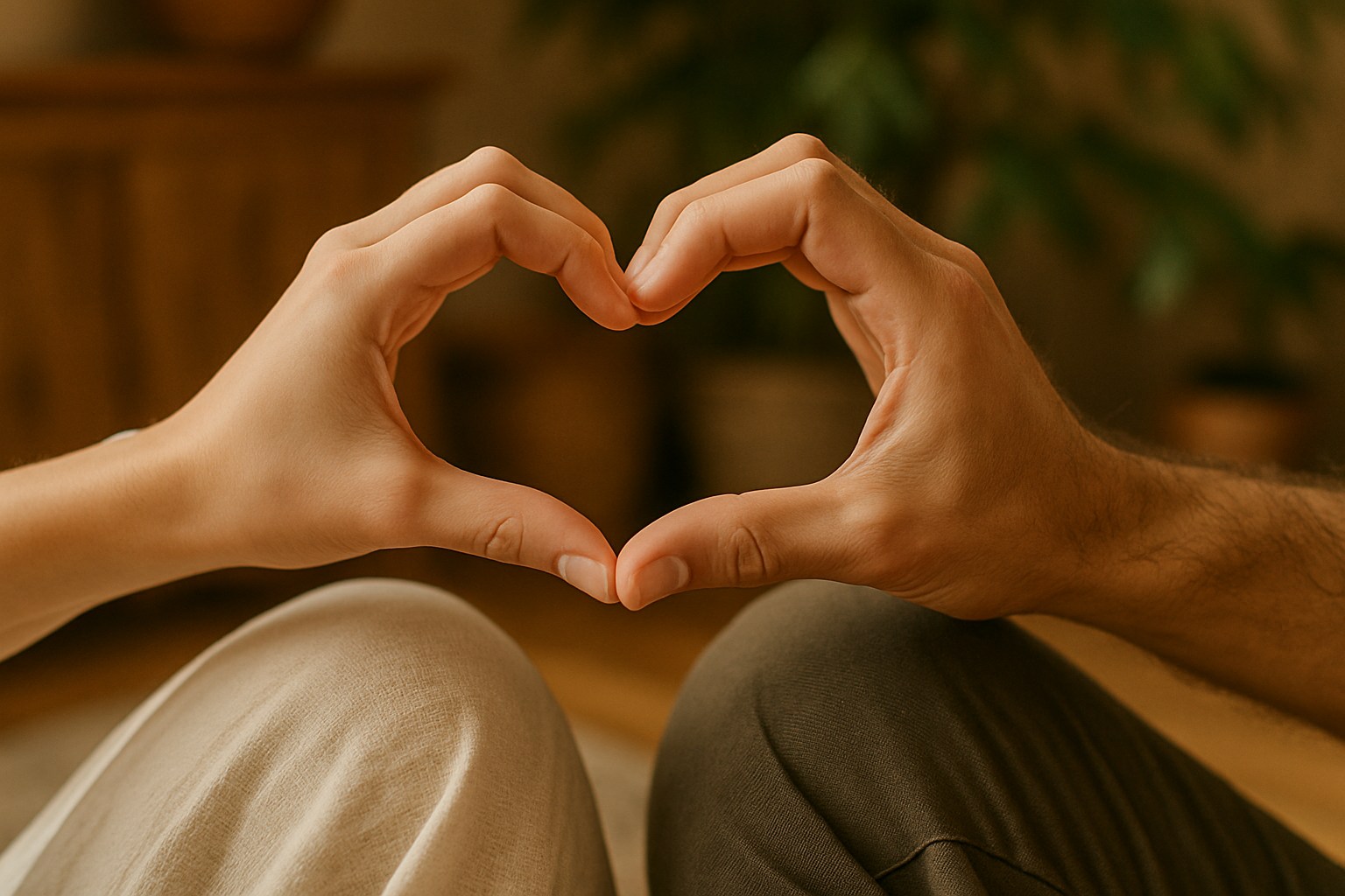 Mains formant un cœur lors d'une séance en duo