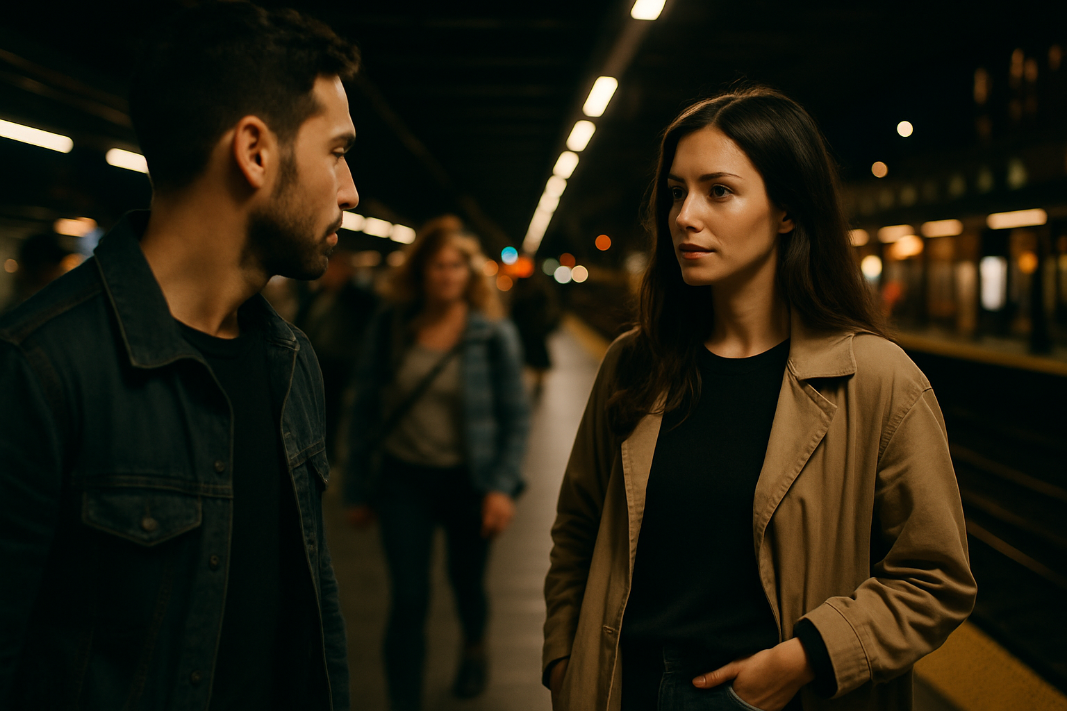 Contact visuel prolongé au milieu de l'agitation urbaine