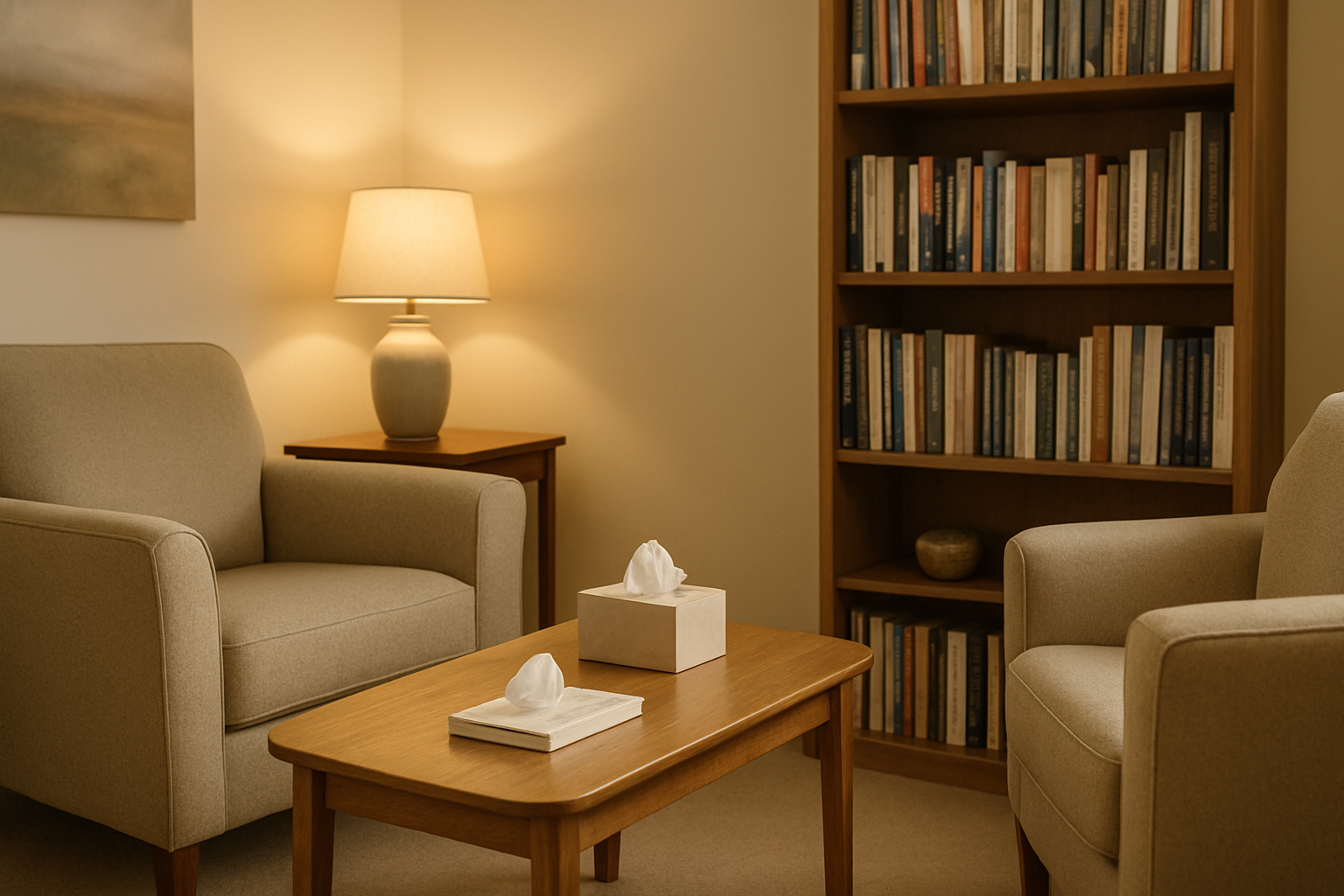 Cabinet de thérapie accueillant, propice à l'expression de soi