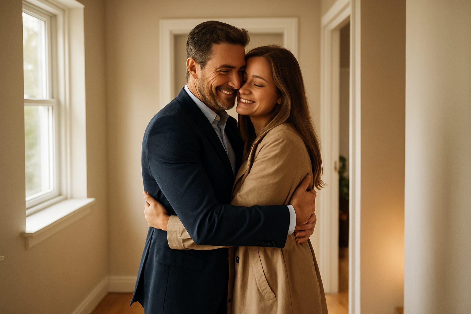 Étreinte matinale de 30 secondes avant de partir travailler